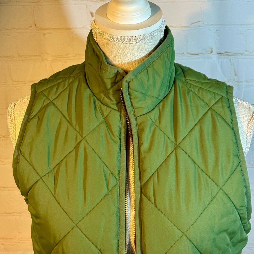 J. Crew Olive Green Quilted Puffer Vest Women 0 2 XS - Picture 7 of 10